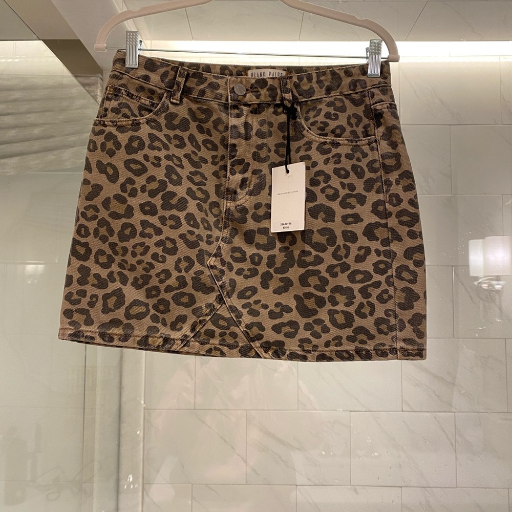 leopard denim skirt